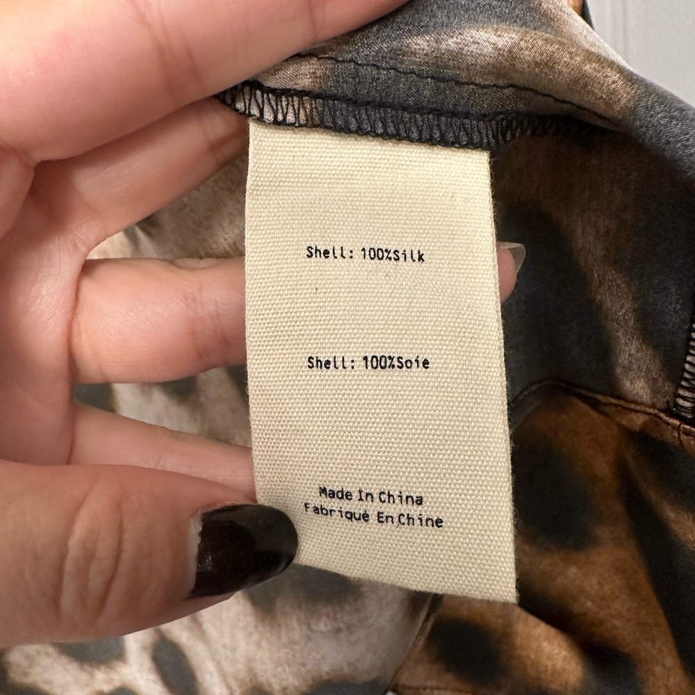L'AGENCE Brown and Black Animal Print Shirt - Picture 3 of 4
